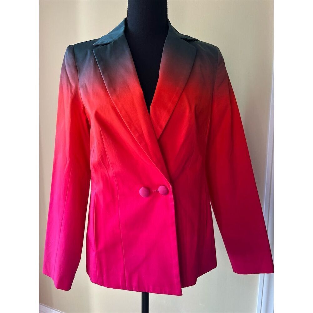 🆕 Trina Turk Women's Pink Ombre Blazer Size 4 Double-Button Tailored - Picture 2 of 16